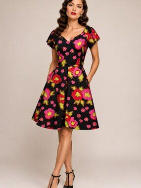 Vintage Arnold Scaasi Silk Swing Dress Size 8